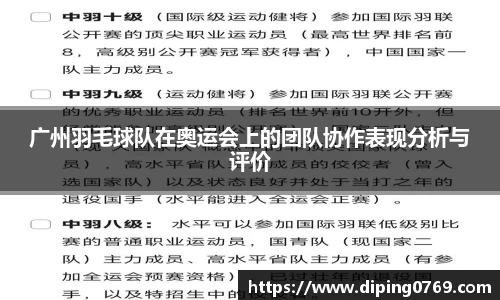 广州羽毛球队在奥运会上的团队协作表现分析与评价